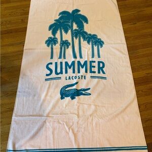 Lacoste Striped Beach Towel in Aqua and Light Pink